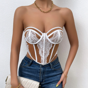 Bustier Sexy en Dentelle Blanche