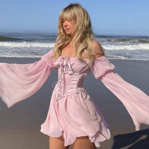 Corset Underbust Gothique À Lacets Rose, corset rose