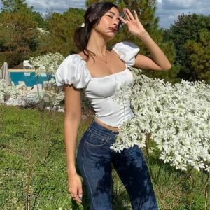 Top Corset Manches Courtes Bouffantes Elyse,  corset top zip