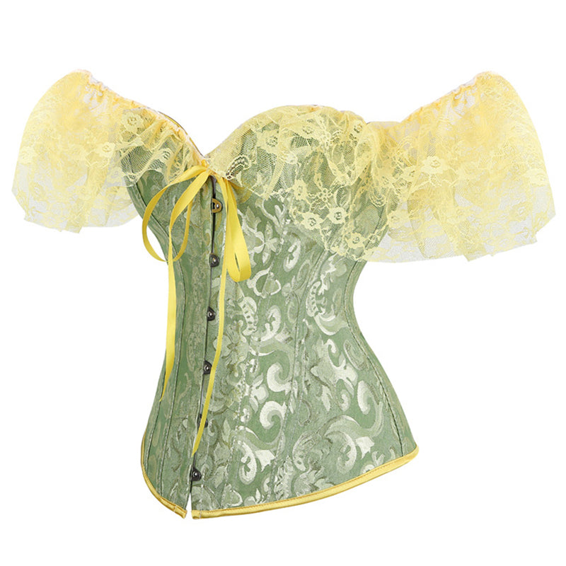 H9e4e317b9e9040158b919cf250a45974c Corset Gothique Manches Courtes En Dentelle Flora, corset vert