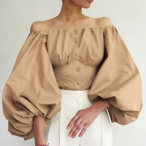 Bustier Chic Beige à Manches Longues
