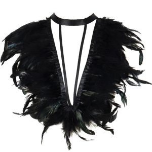 Bustier Soirée à Plumes Thalia, bustier femme noir