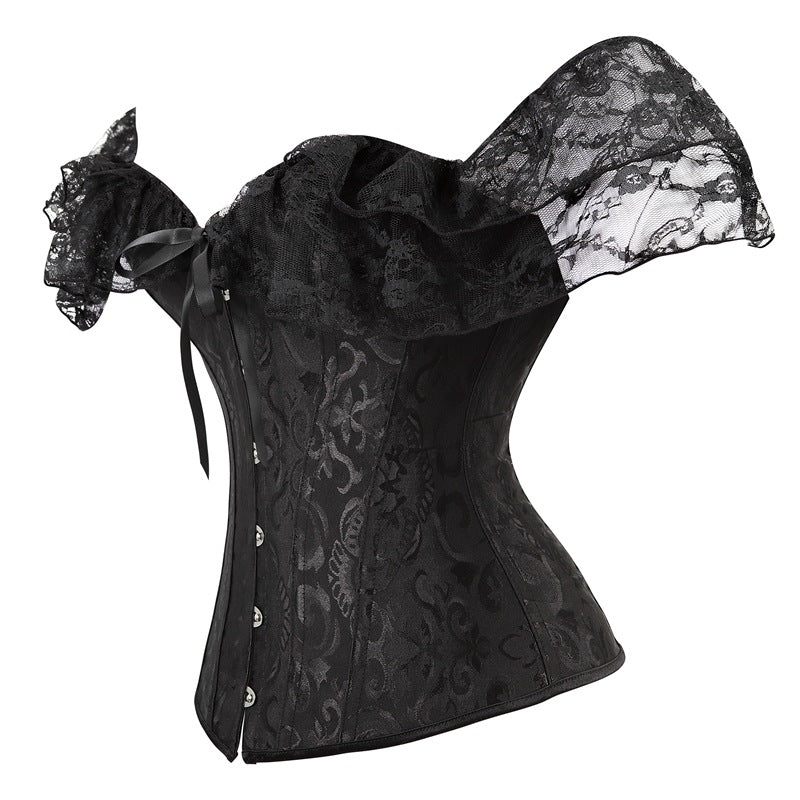 Hade625c8262b4553a76bff60233ba390H Corset Gothique Manches Courtes En Dentelle Braylee, corset noir