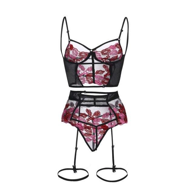 Haut-Corset-dentelle-noir-rouge