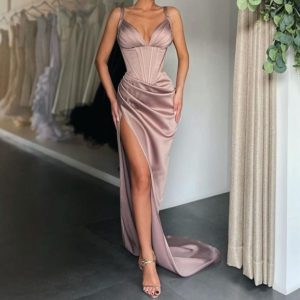 Robe Corset Longue En Satin Zelda, robe corset bustier longue