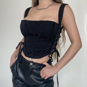 Corset Bustier Avec Bretelles (Noir)
