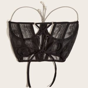 Ceinture Corset Noir Avec Perle, ceinture corset dentelle