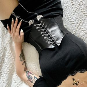 Corset en Cuir Underbust Papillon, corset gothique