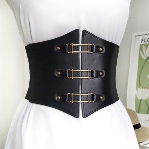 Ceinture Corset Chic en Cuir Noir, corset pour femme similicuir