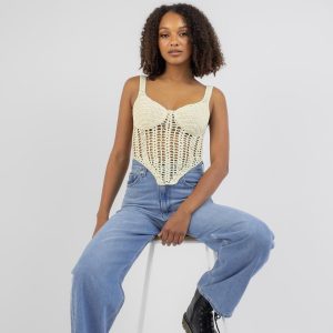 Top Corset Blanc Style Bustier Maille, bustier femme blanc