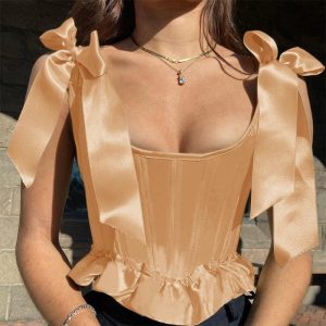 Top Corset Rose Époque Victorienne à Rubans, corset ancien pour femme
