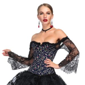 Corset Gothique Manches Longues En Dentelle Scarlet, corset gothique pas cher