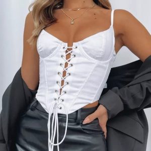 Top Facon Corset Moderne Kiana, corset pour femme blanc