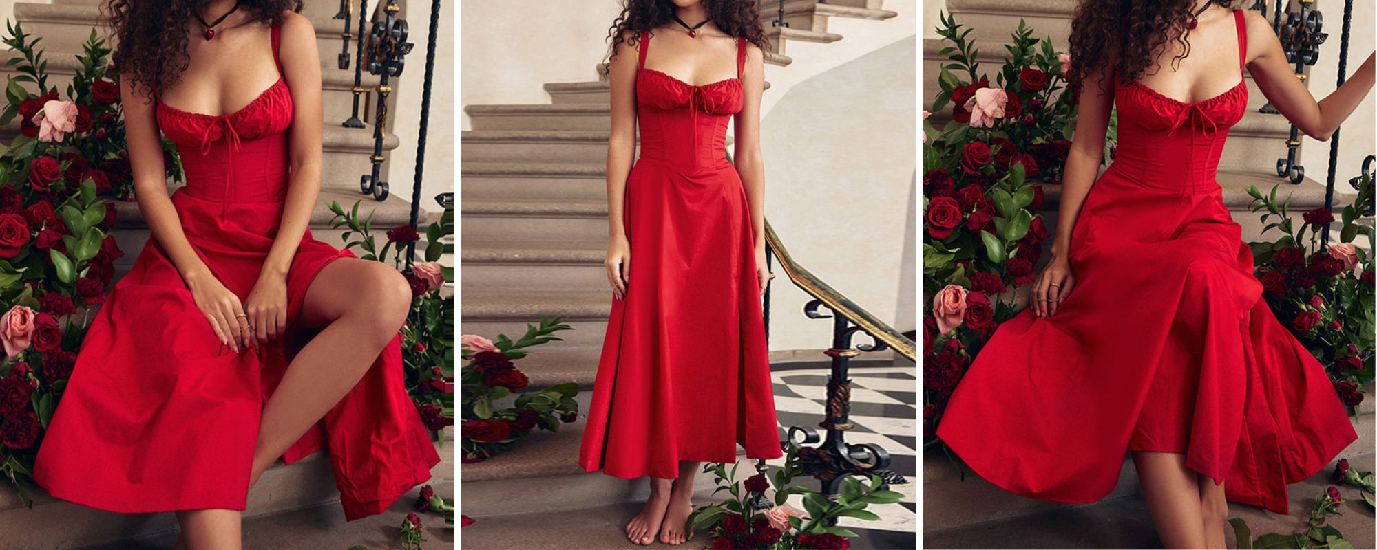Robe longue bustier rouge