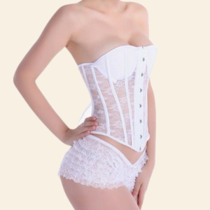 Corset Sexy Transparent en Dentelle Adelina blanc