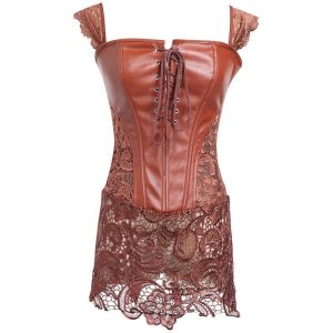 un bustier de couleur marron avec une finition en dentelle