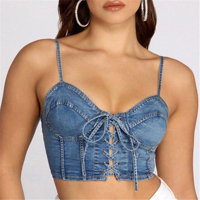 corset-bustier-jean-bleu corset bustier en jean couleur bleu