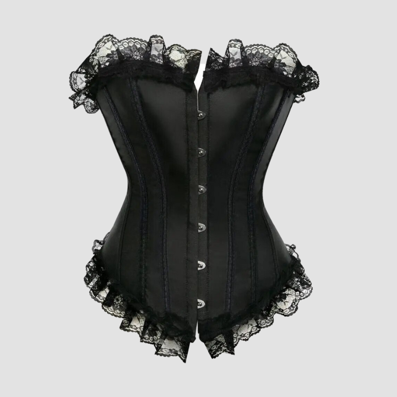 corset-dentelle-en-satin-noir corset dentelle en satin de couleur noire
