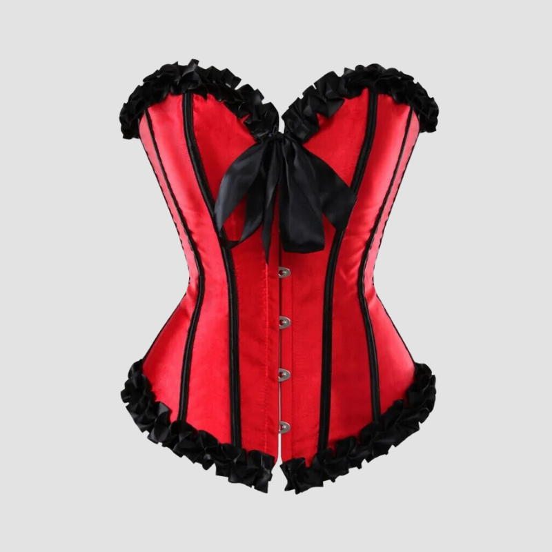 corset-dentelle-en-satin-rouge corset dentelle en satin de couleur rouge