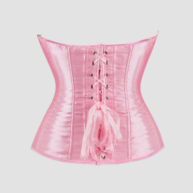 corset-femme-rose-satin-avec-lacet