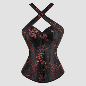 Corset pour femme habillé noir et rouge | Maison du Corset