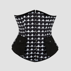 corset underbust pour femme de couleur noir et blanc