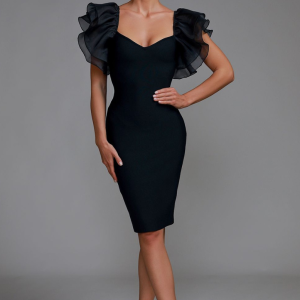 robe corset mariage couleur noir avec manches en tulles
