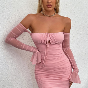 robe corset rose poudré